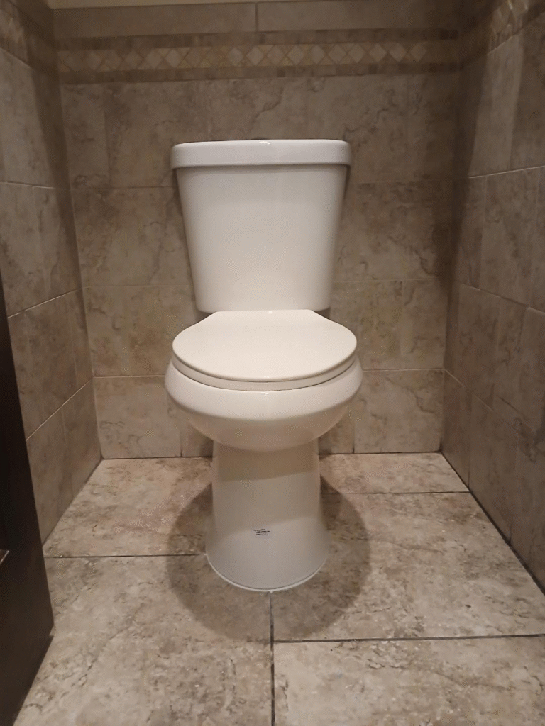 Newly installed toilet in a tiled bathroom in the Las Vegas area