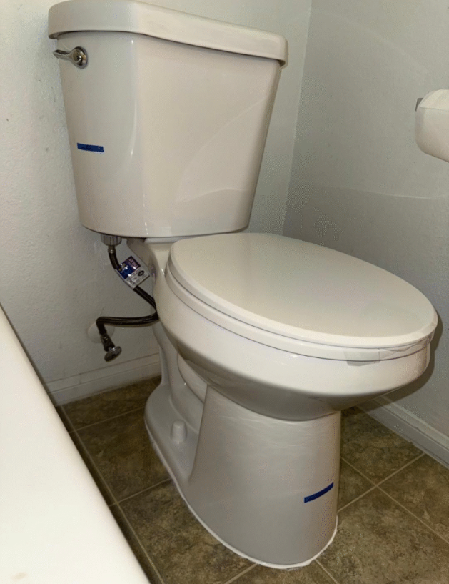 Side view of toilet installation showing water supply connection by a Las Vegas plumber