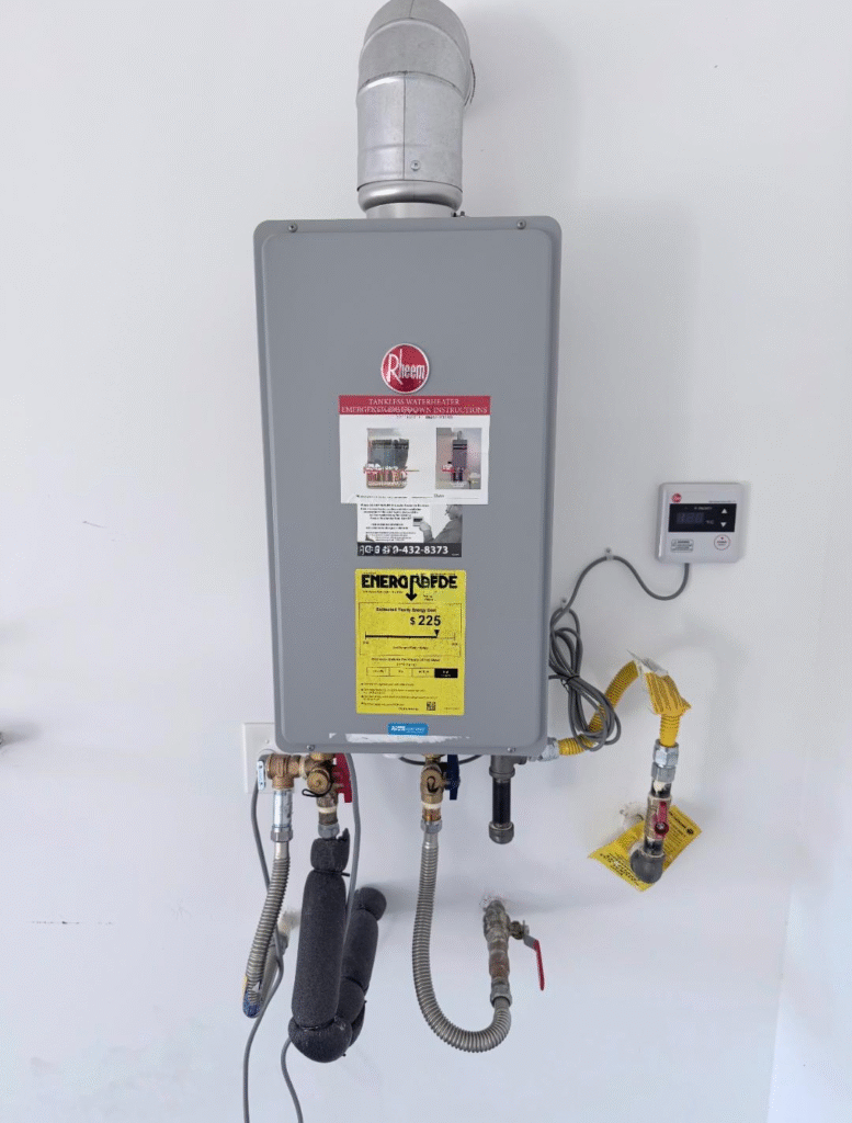 Tankless water heater installation in Las Vegas NV providing hot water on demand
