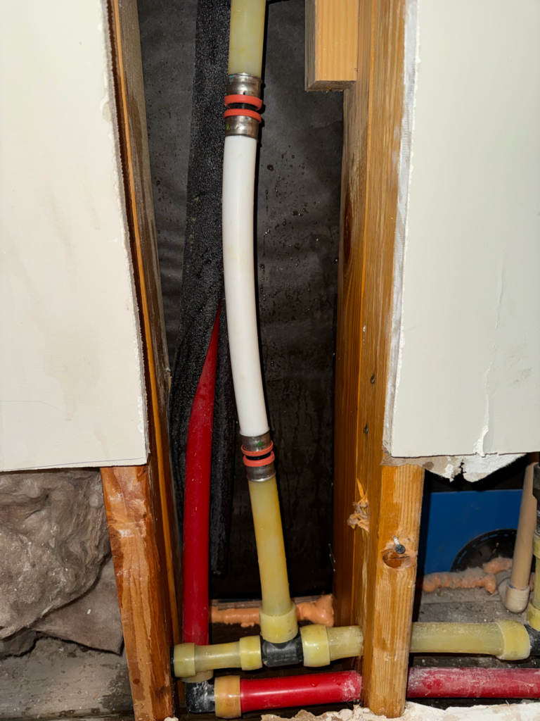 Water line repair and water supply line installation inside wall framing
