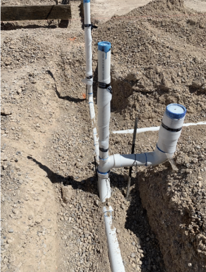PVC sewer line connections being installed during sewer line replacement Las Vegas